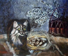 Easter cat, Painting, Oil on Canvas