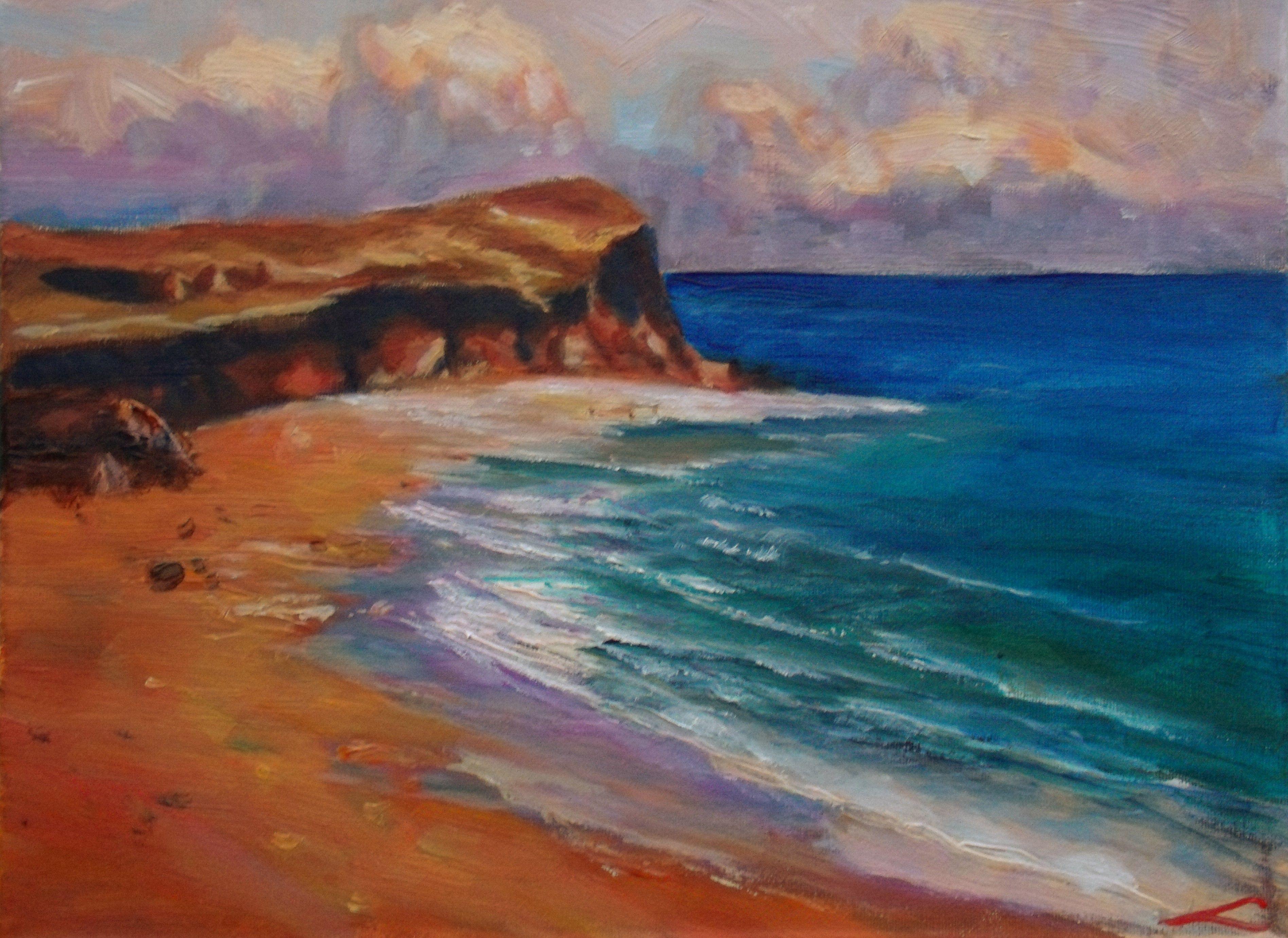 Empty coast, Gemälde, Öl auf Leinwand – Painting von Elena Sokolova
