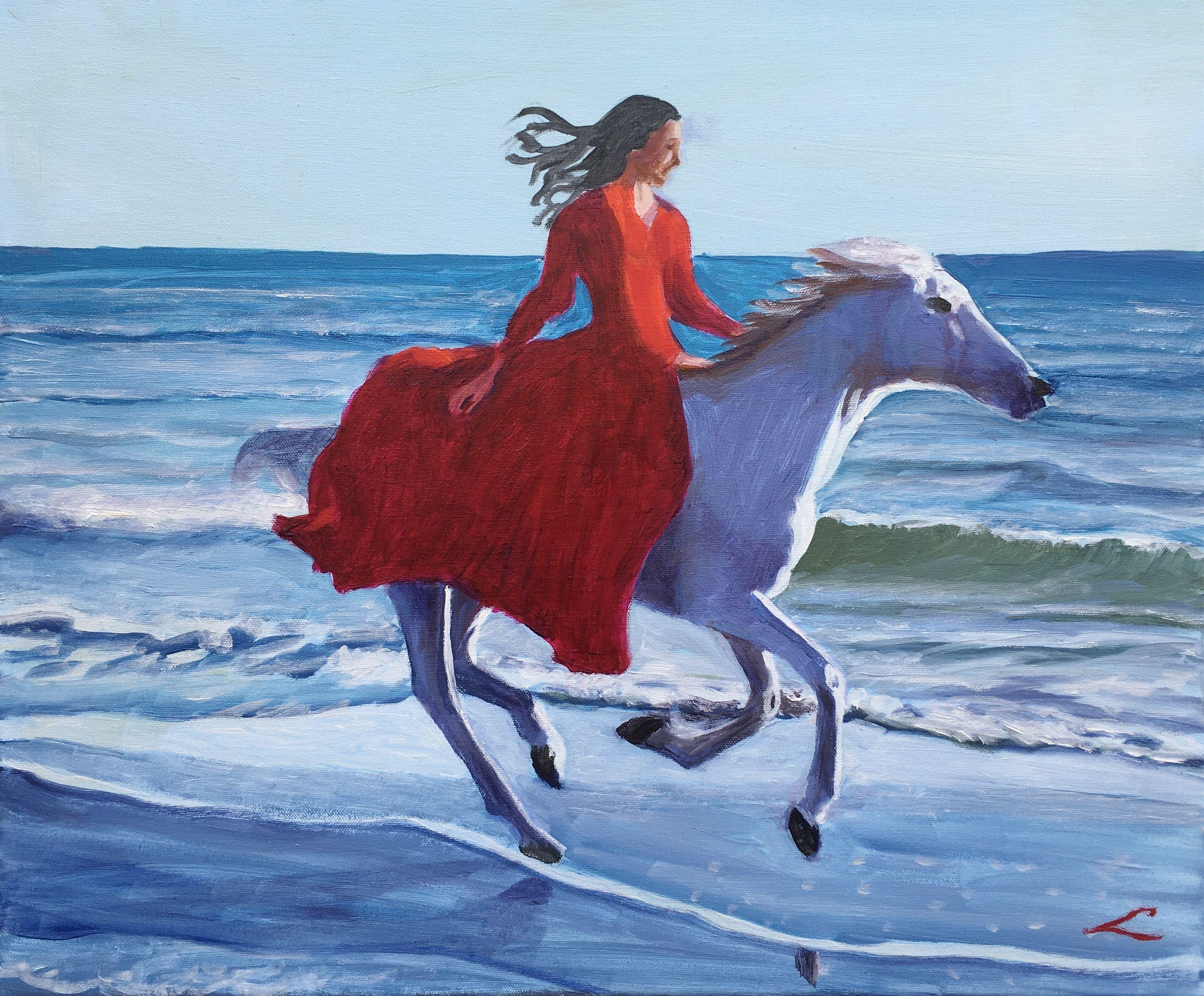Equestrienne 3, Pittura, Olio su tela - Painting di Elena Sokolova