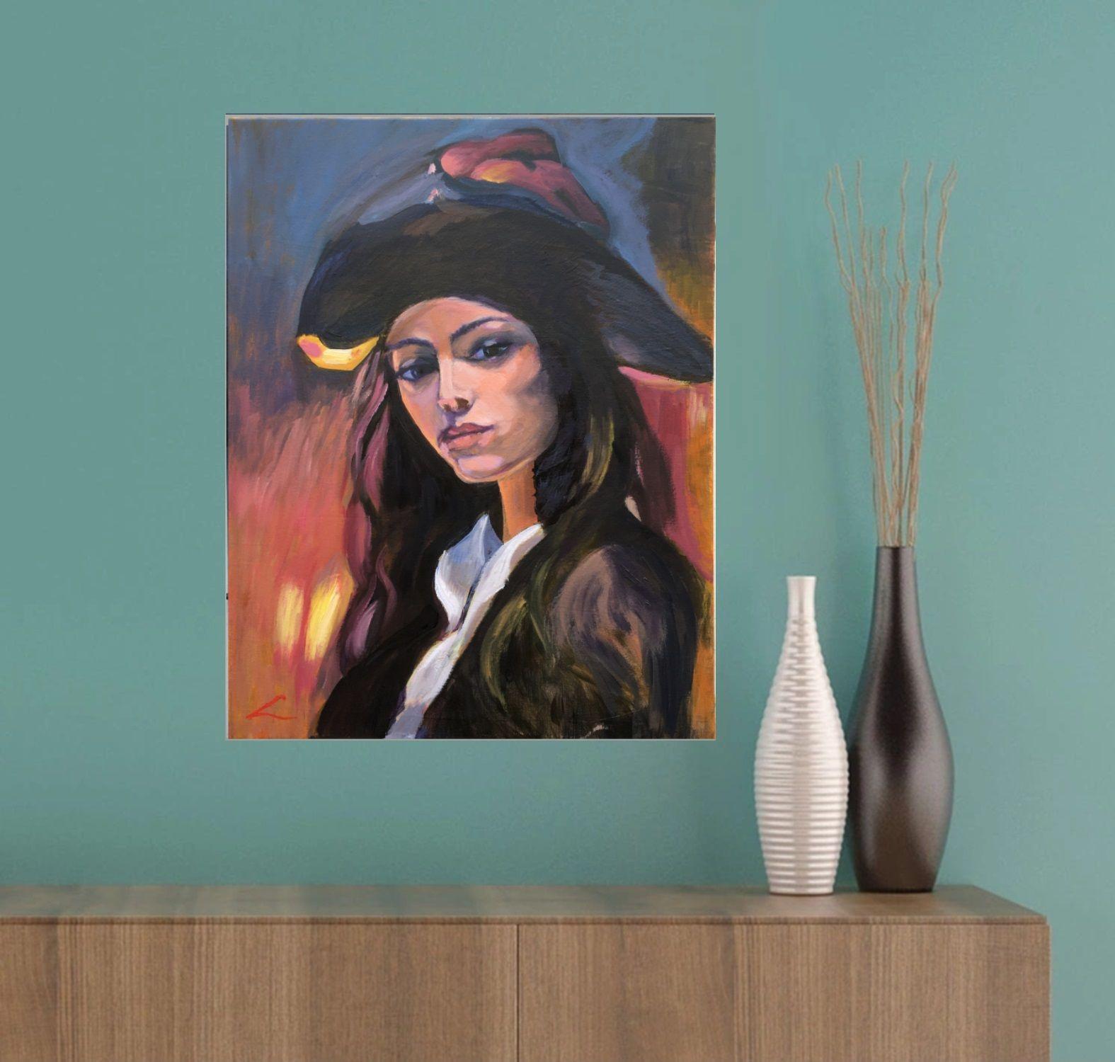 Frauenporträt 4, Gemälde, Öl auf Leinwand im Angebot 1