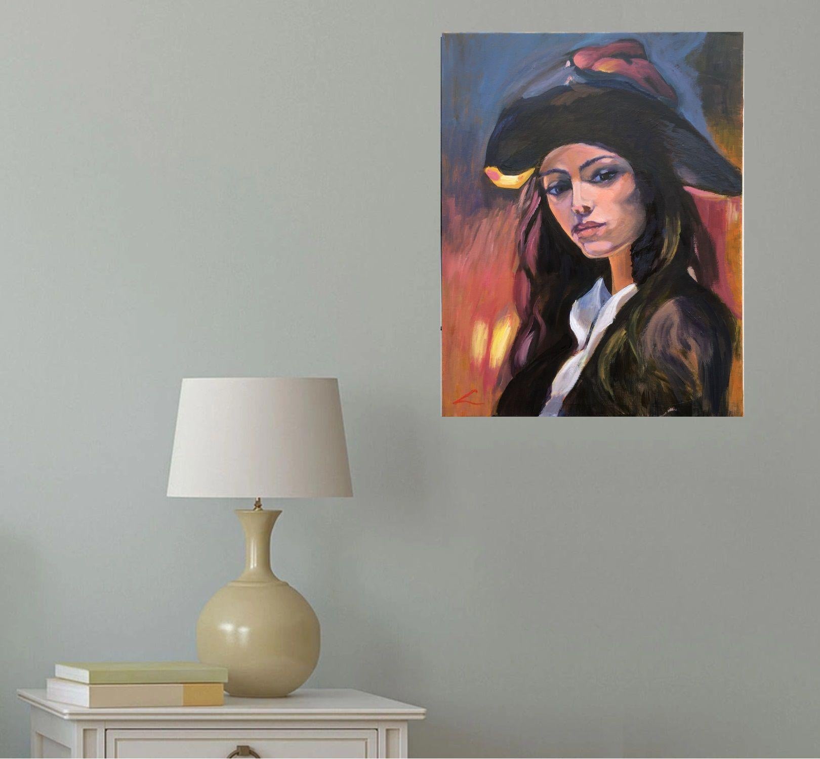 Frauenporträt 4, Gemälde, Öl auf Leinwand im Angebot 2
