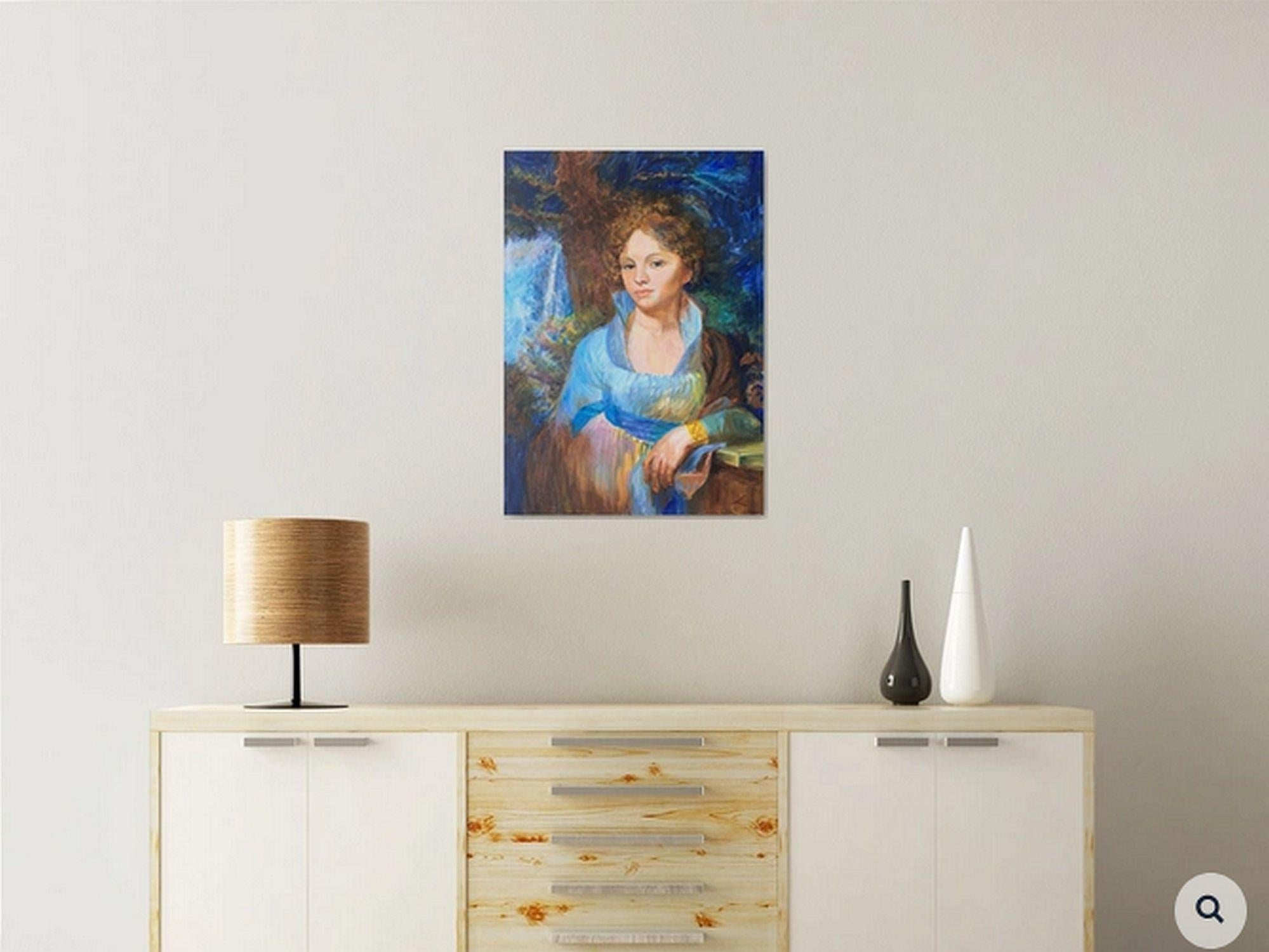 Frauenporträt, Gemälde, Öl auf Leinwand (Impressionismus), Painting, von Elena Sokolova