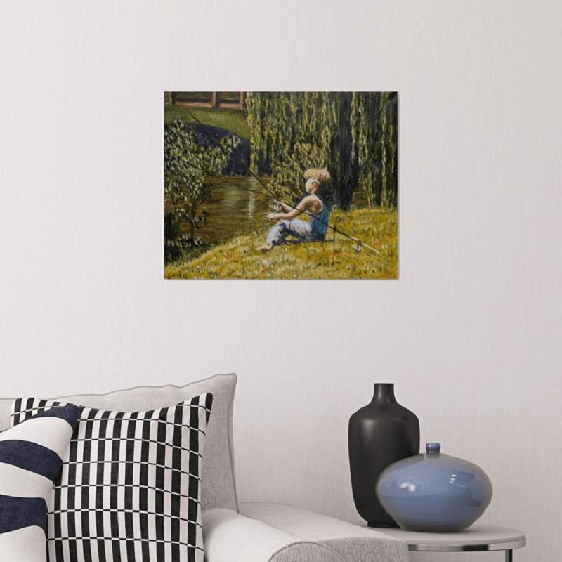 Fisher, Gemälde, Öl auf Leinwand (Impressionismus), Painting, von Elena Sokolova