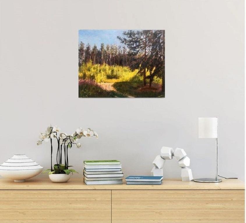 Forest Road 2, Gemälde, Öl auf Leinwand (Impressionismus), Painting, von Elena Sokolova