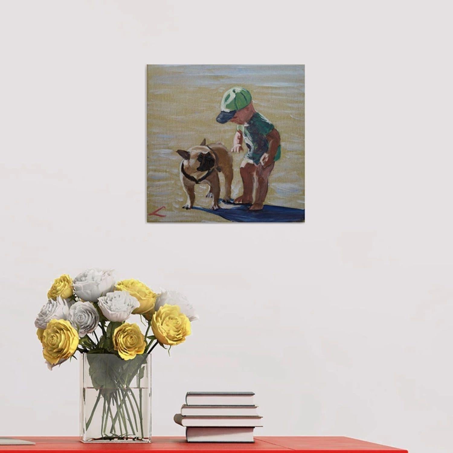 Freunde am Strand 2, Gemälde, Öl auf Leinwand (Impressionismus), Painting, von Elena Sokolova