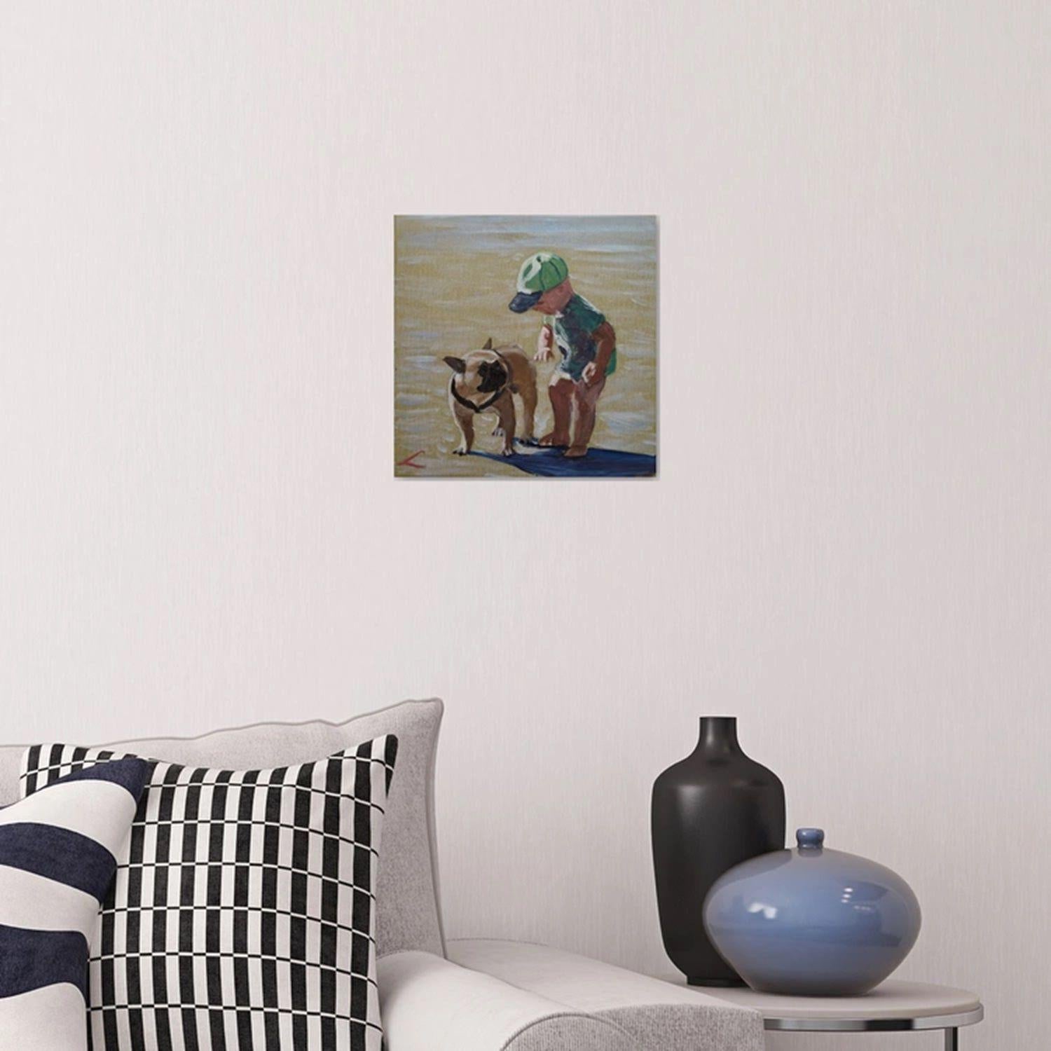 Freunde am Strand 2, Gemälde, Öl auf Leinwand im Angebot 2