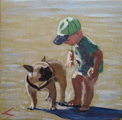 Friends at the beach 2, Painting, Oil on Canvas