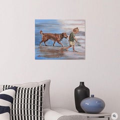 Friends at the beach, Painting, Oil on Canvas