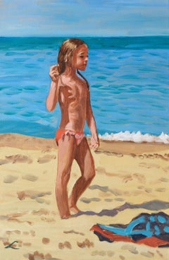 Girl at the sea, Painting, Oil on Canvas