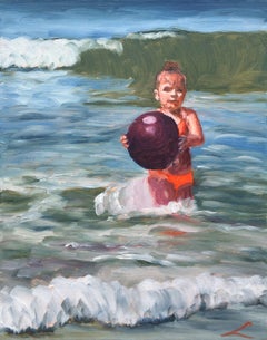 Girl with a ball, Painting, Oil on Canvas