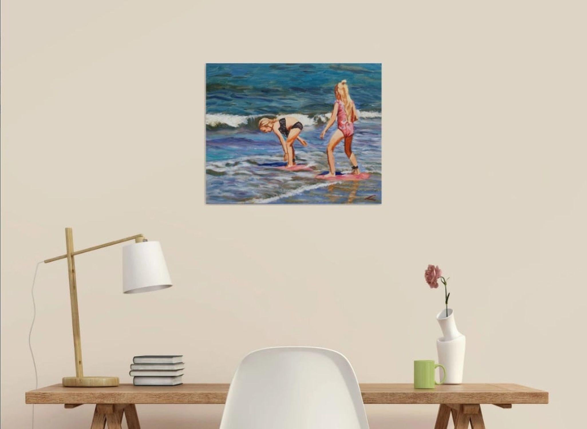 Andare a fare surf 2, Pittura, Olio su tela in vendita 1