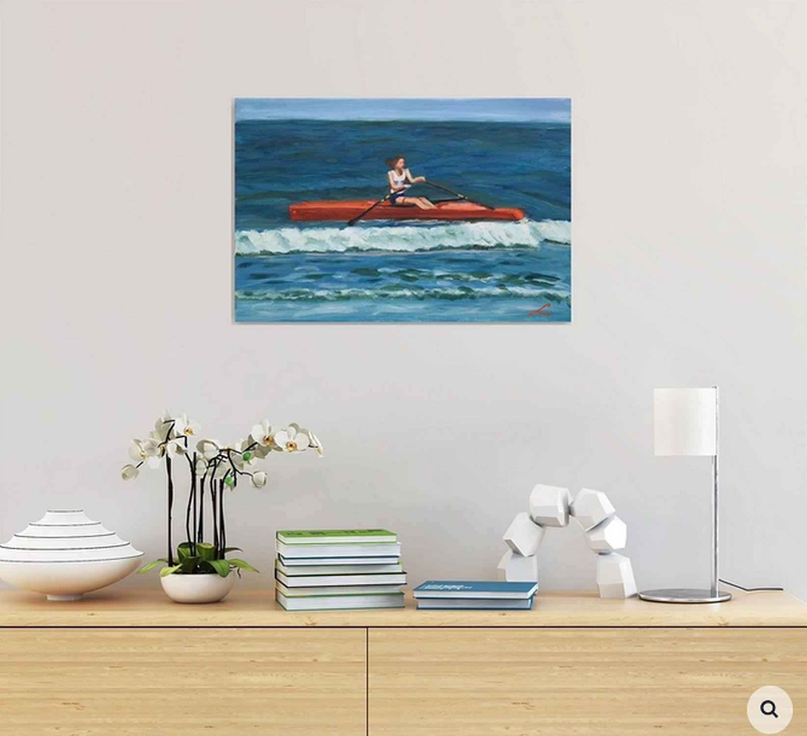 Happy canoeing, Painting, Oil on Canvas For Sale 1
