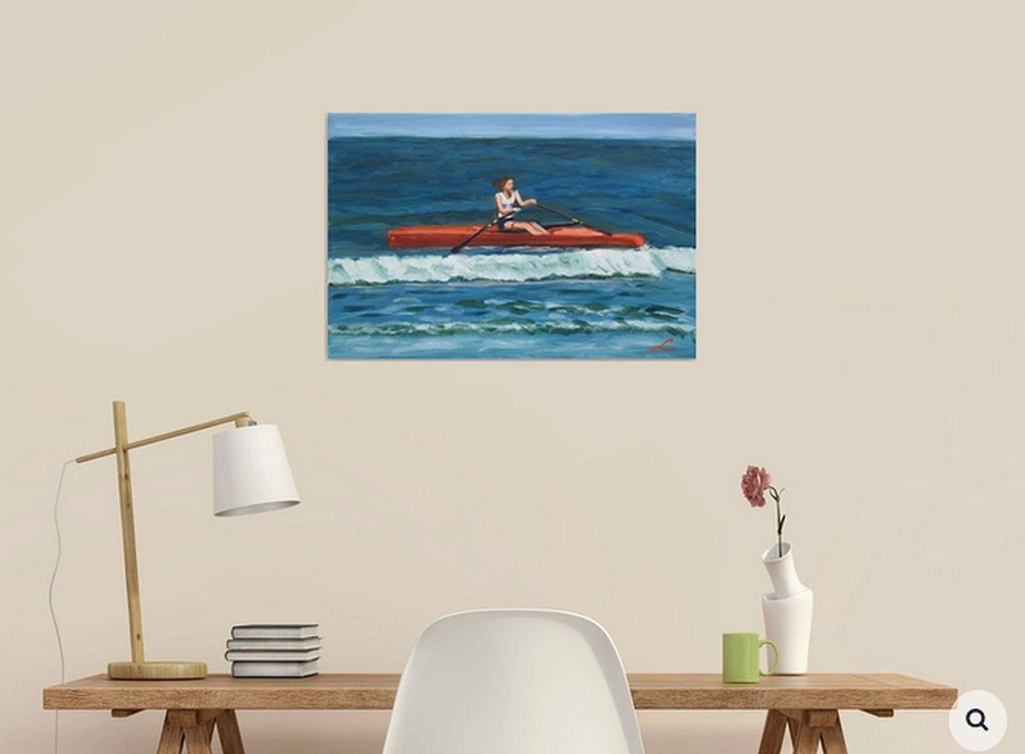 Happy canoeing, Painting, Oil on Canvas For Sale 2