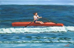 Happy canoeing, Painting, Oil on Canvas