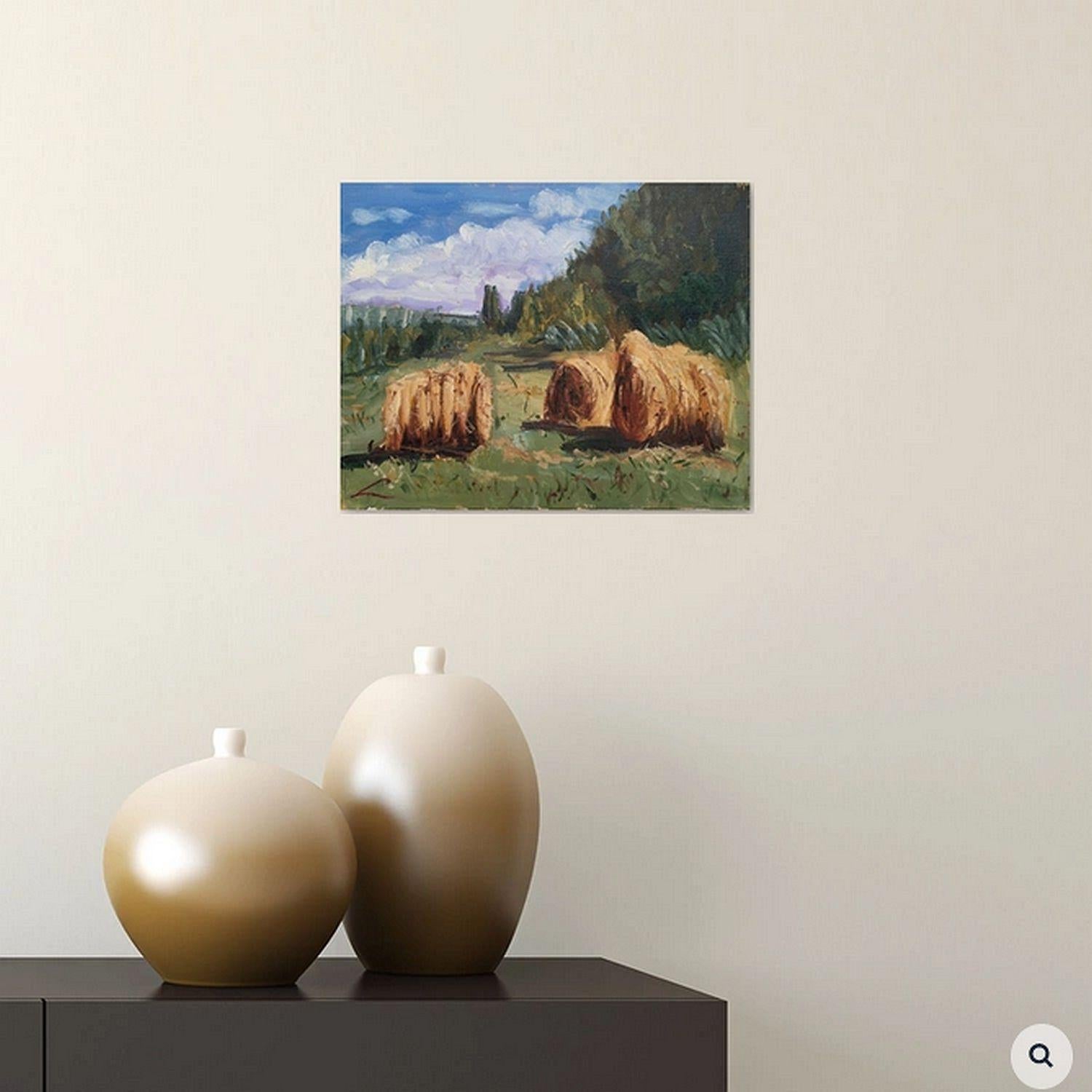 Haystacks 2023, Gemälde, Öl auf Leinwand (Impressionismus), Painting, von Elena Sokolova