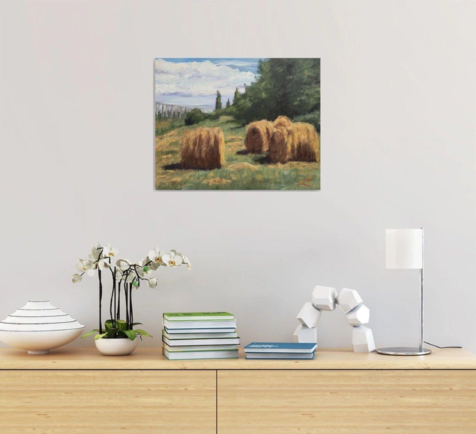 Haystacks wieder, Gemälde, Öl auf Leinwand (Impressionismus), Painting, von Elena Sokolova