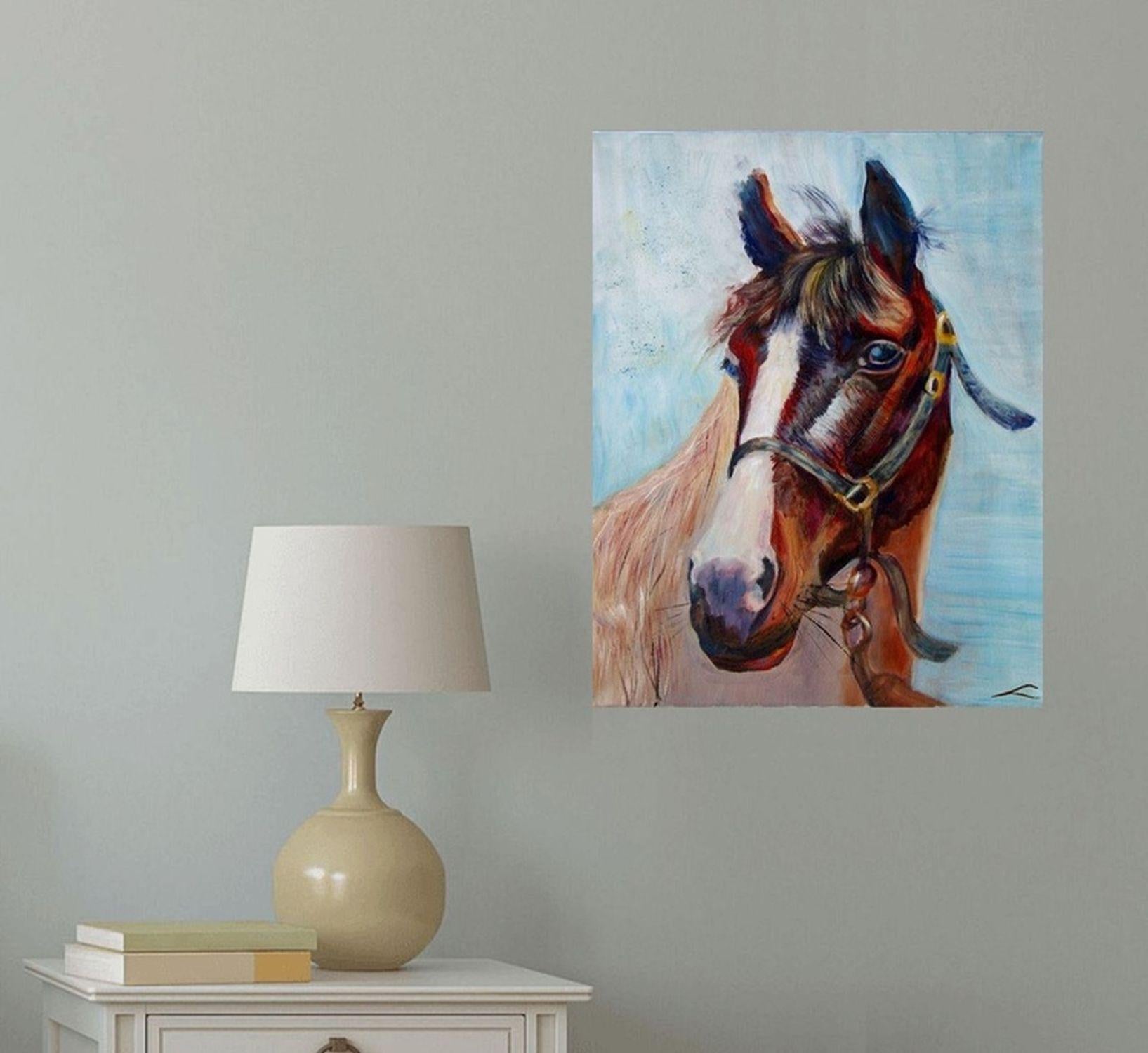 Colofull horse portrait, paited by oil on canvas. :: Painting :: Impressionist :: This piece comes with an official certificate of authenticity signed by the artist :: Ready to Hang: Yes :: Signed: Yes :: Signature Location: on front :: Canvas ::