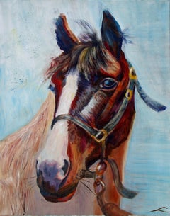 Portrait de cheval, peinture, huile sur toile