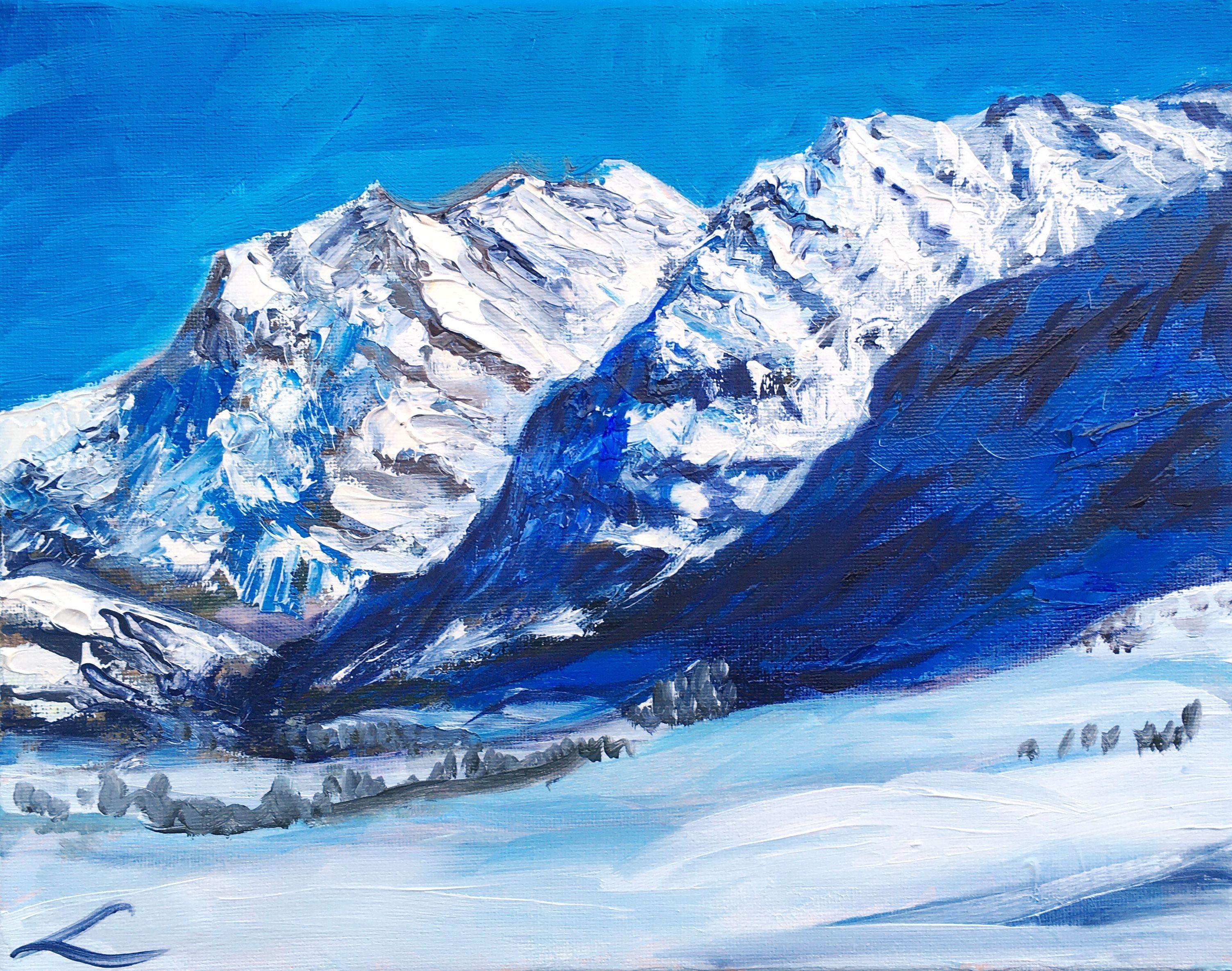 Kleine Scheldegg, Pintura, Óleo sobre lienzo - Painting de Elena Sokolova