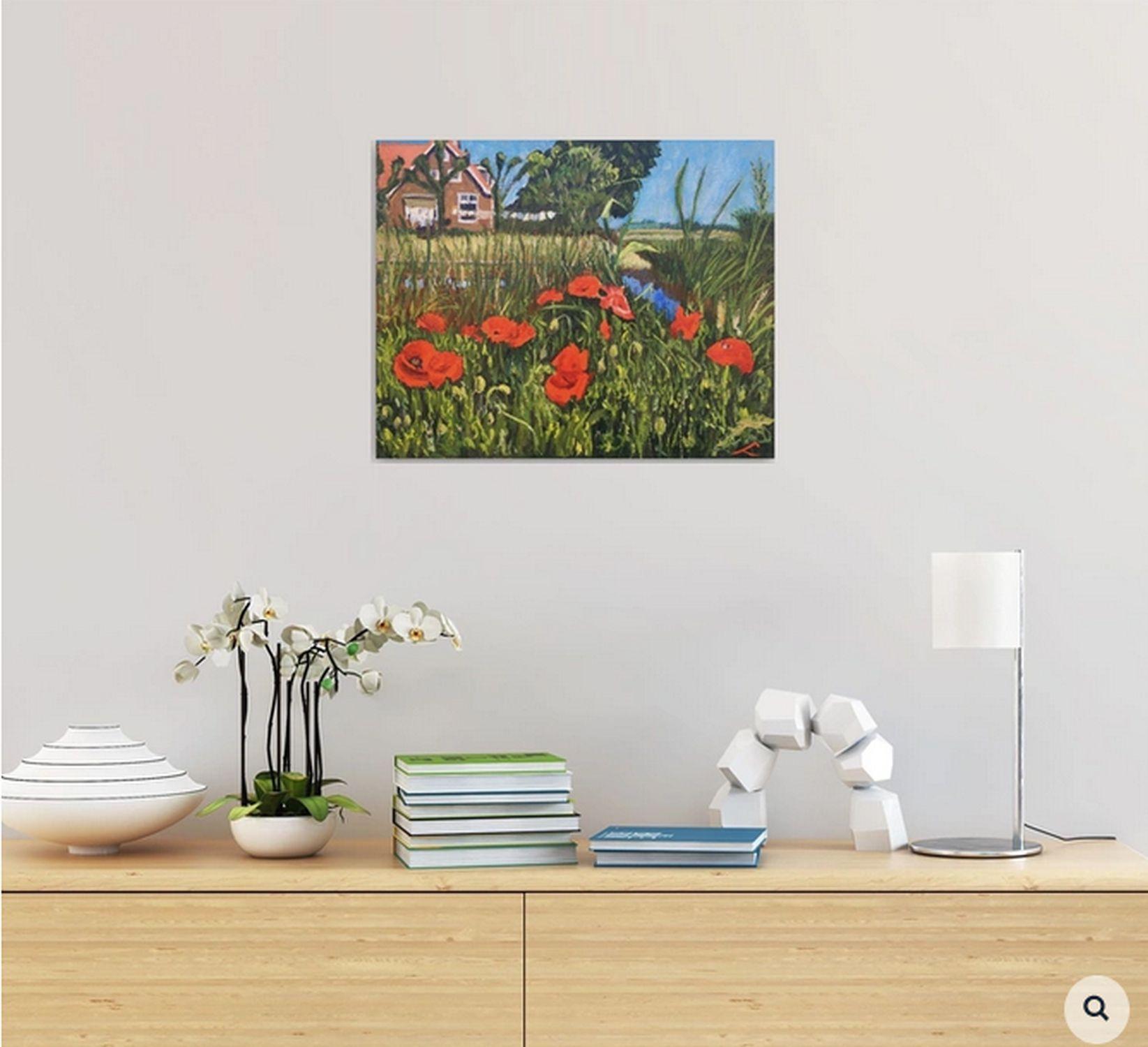 Landschaft mit Mohnblumen 3, Gemälde, Öl auf Leinwand (Impressionismus), Painting, von Elena Sokolova