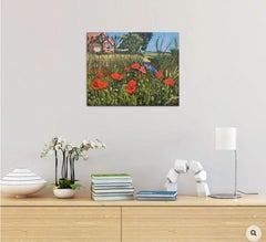 Landscape with poppies 3, Painting, Oil on Canvas