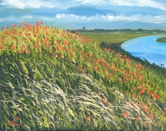 Landscape with poppies 4, Painting, Oil on Canvas
