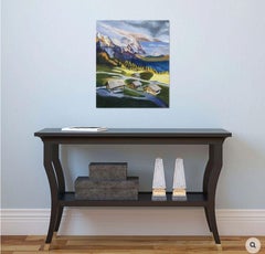Mountain barns, Painting, Oil on Canvas