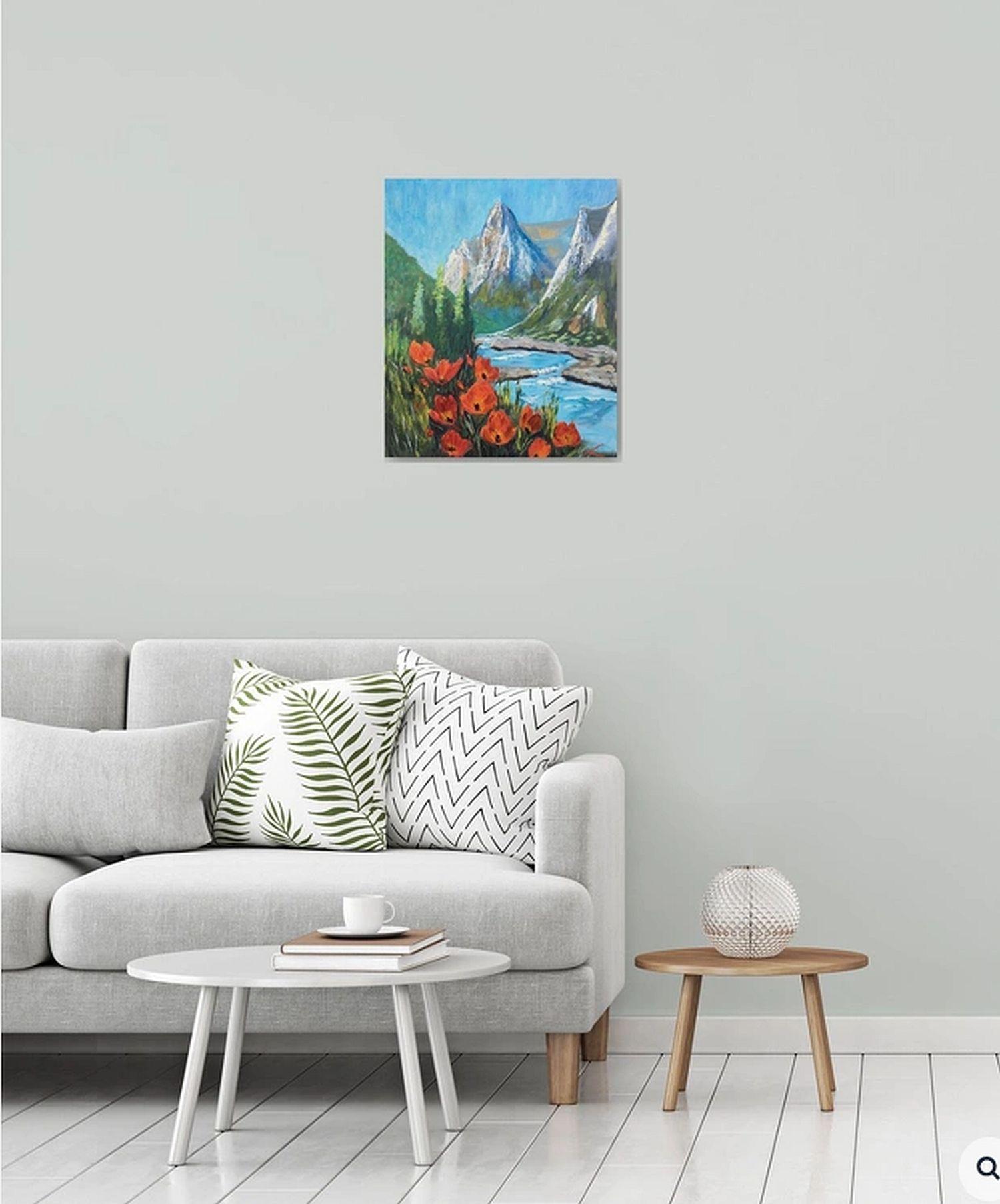 Berglandschaft 6, Gemälde, Öl auf Leinwand im Angebot 2