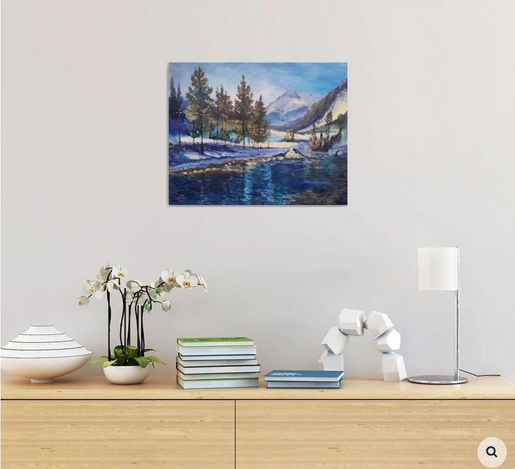 Fluss 4, Gemälde, Öl auf Leinwand (Impressionismus), Painting, von Elena Sokolova