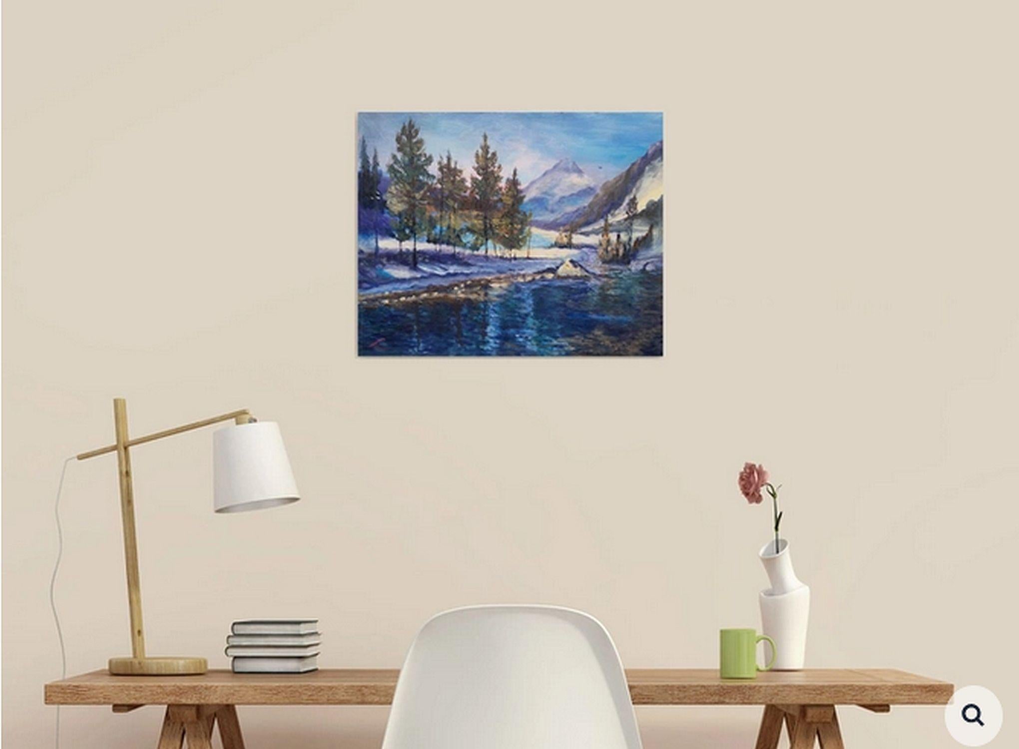 Fluss 4, Gemälde, Öl auf Leinwand im Angebot 1