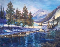 Mountain river 4, Painting, Oil on Canvas