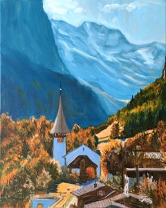 Mountain village, Painting, Oil on Canvas