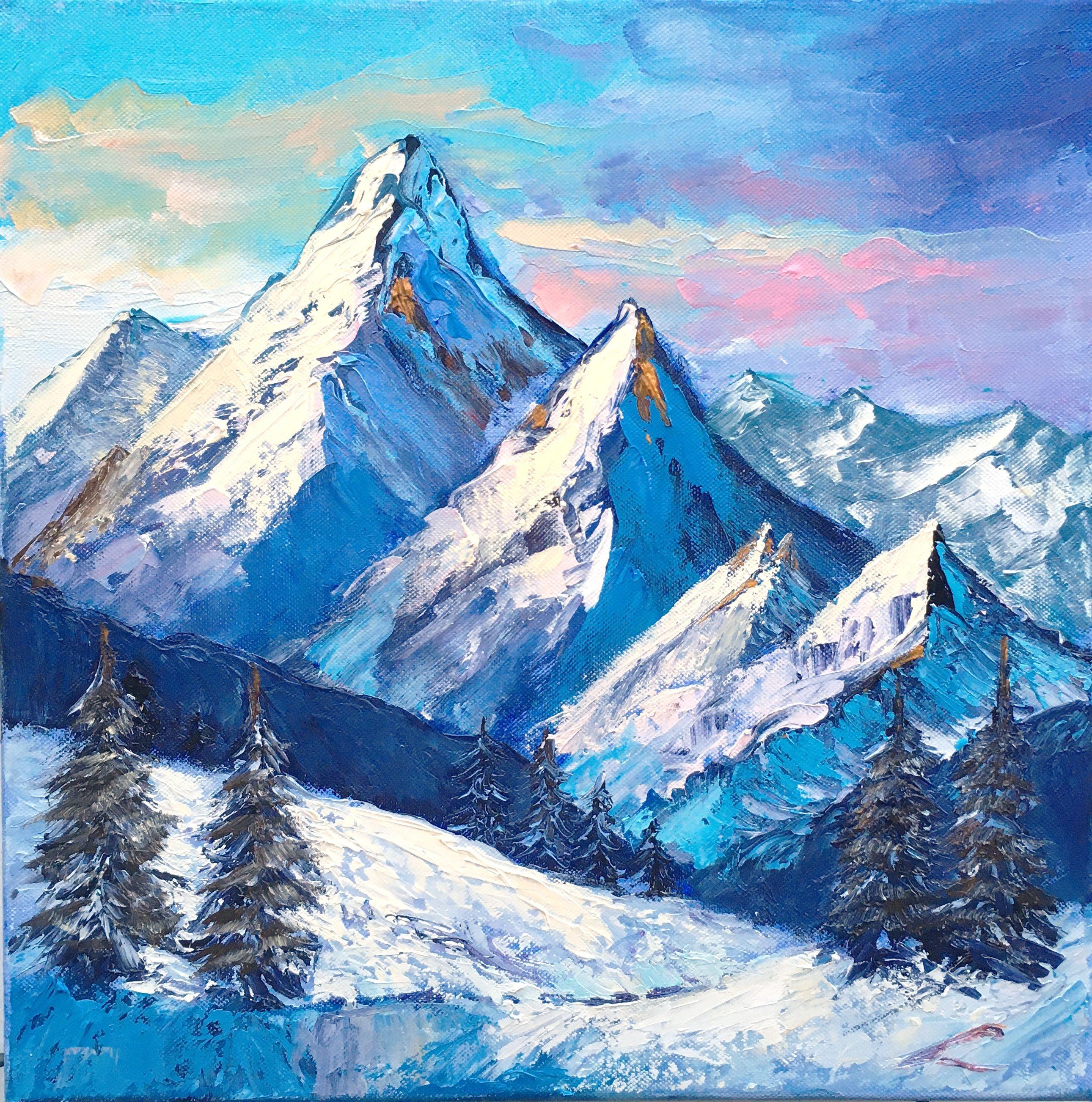 Berge, Gemälde, Öl auf Leinwand