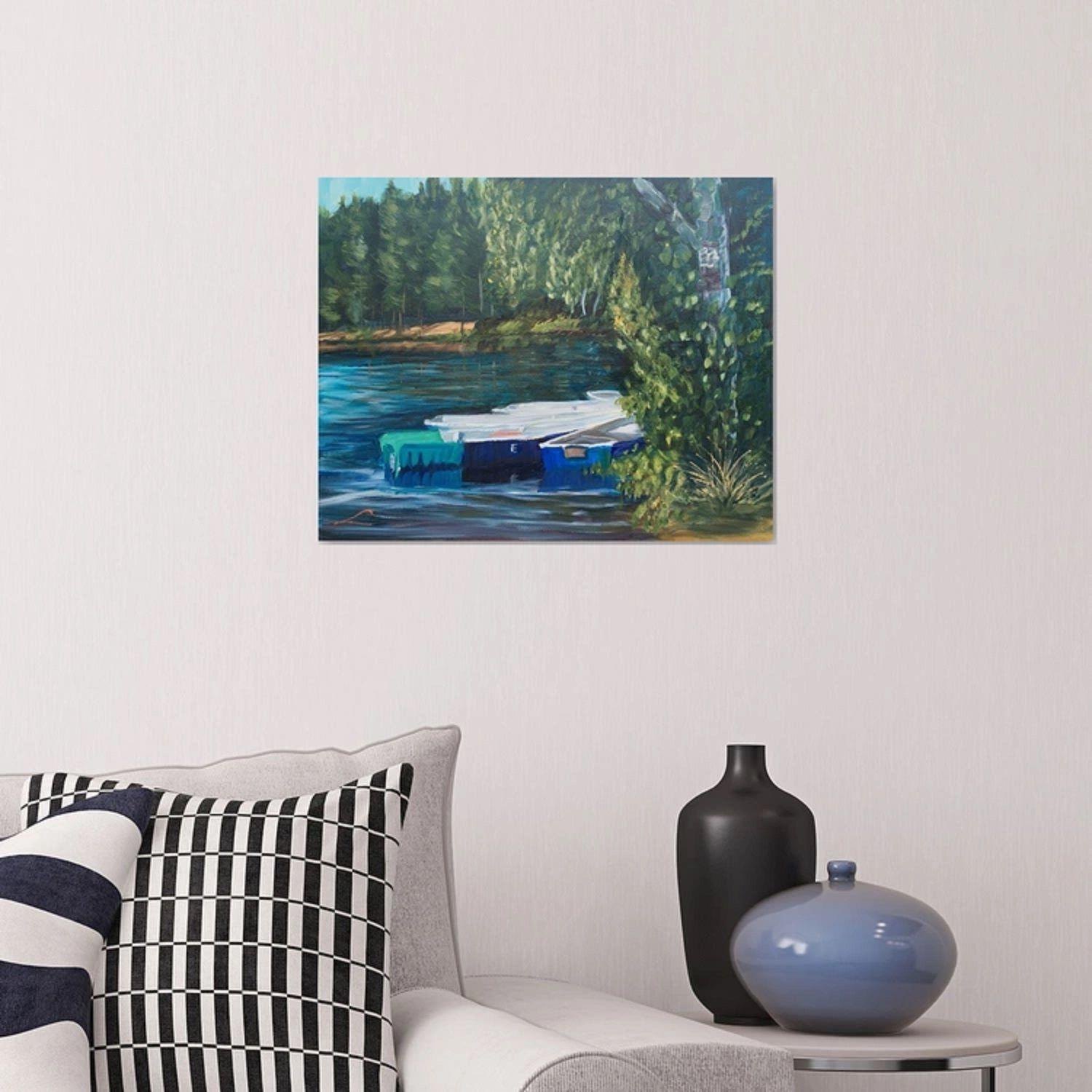 Pastor's lake boats, Painting, Oil on Canvas For Sale 1