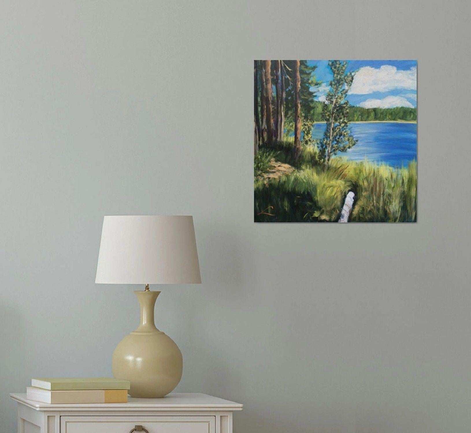 Pastor's Lake trees 2, Gemälde, Öl auf Leinwand (Impressionismus), Painting, von Elena Sokolova