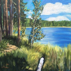 Alberi del lago del pastore 2, Pittura, Olio su tela