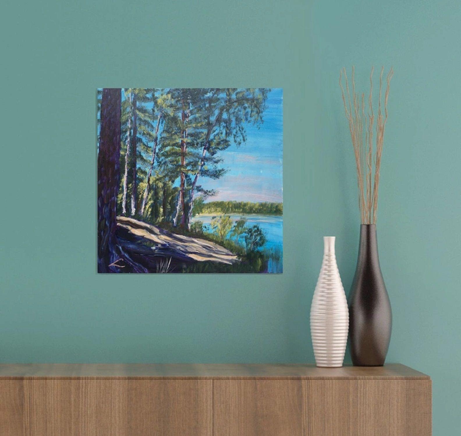Pastor's Lake trees, Gemälde, Öl auf Leinwand im Angebot 1