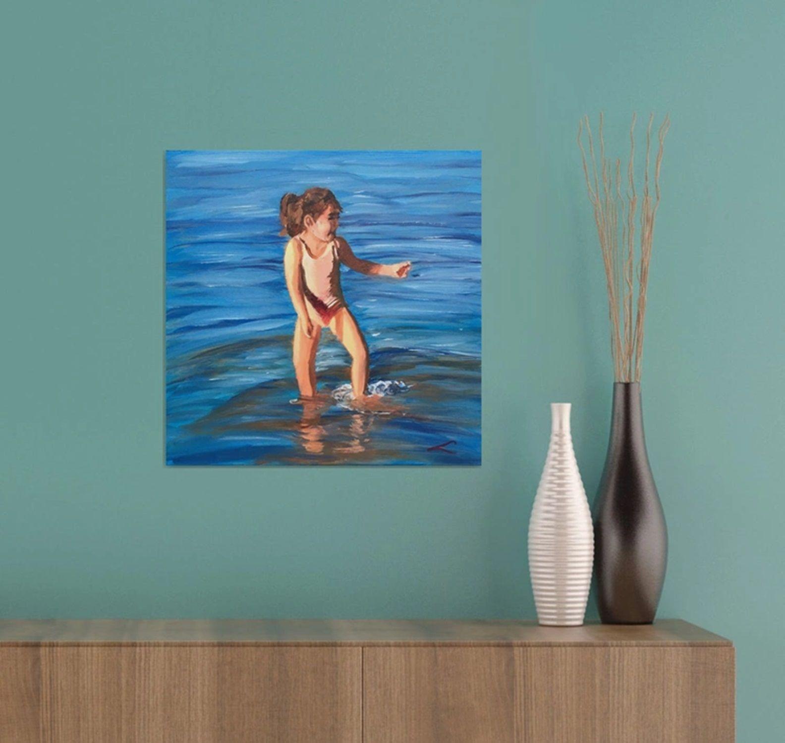 Verspielter Moment, Gemälde, Öl auf Leinwand im Angebot 2