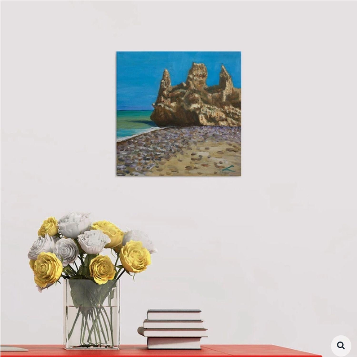 Berge und Ruinen, Gemälde, Öl auf Leinwand im Angebot 1