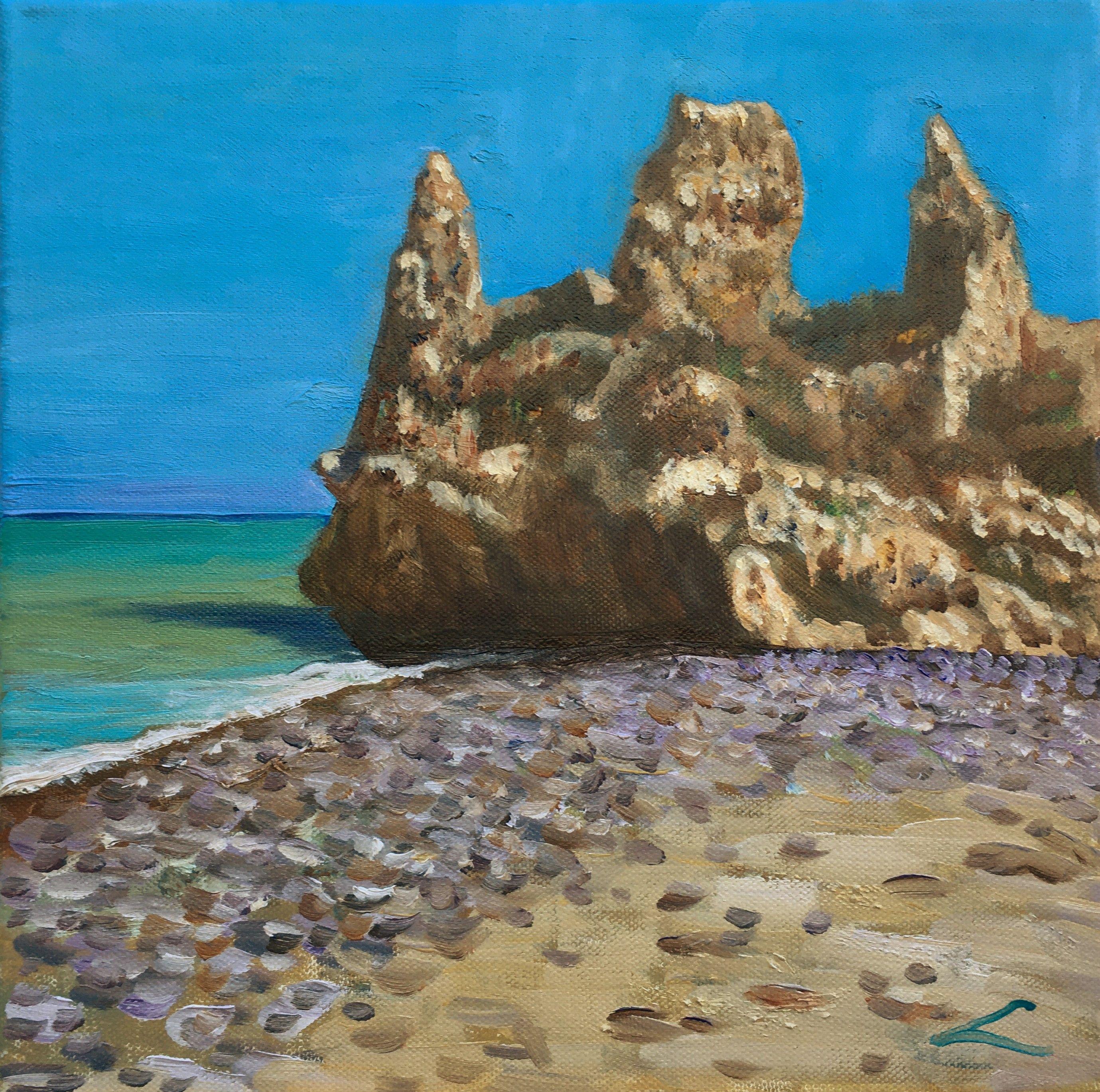 Berge und Ruinen, Gemälde, Öl auf Leinwand – Painting von Elena Sokolova