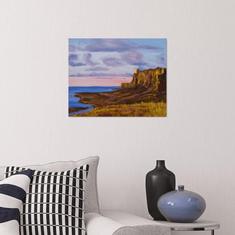 Rocks at the sunset, Gemälde, Öl auf Leinwand – Painting von Elena Sokolova