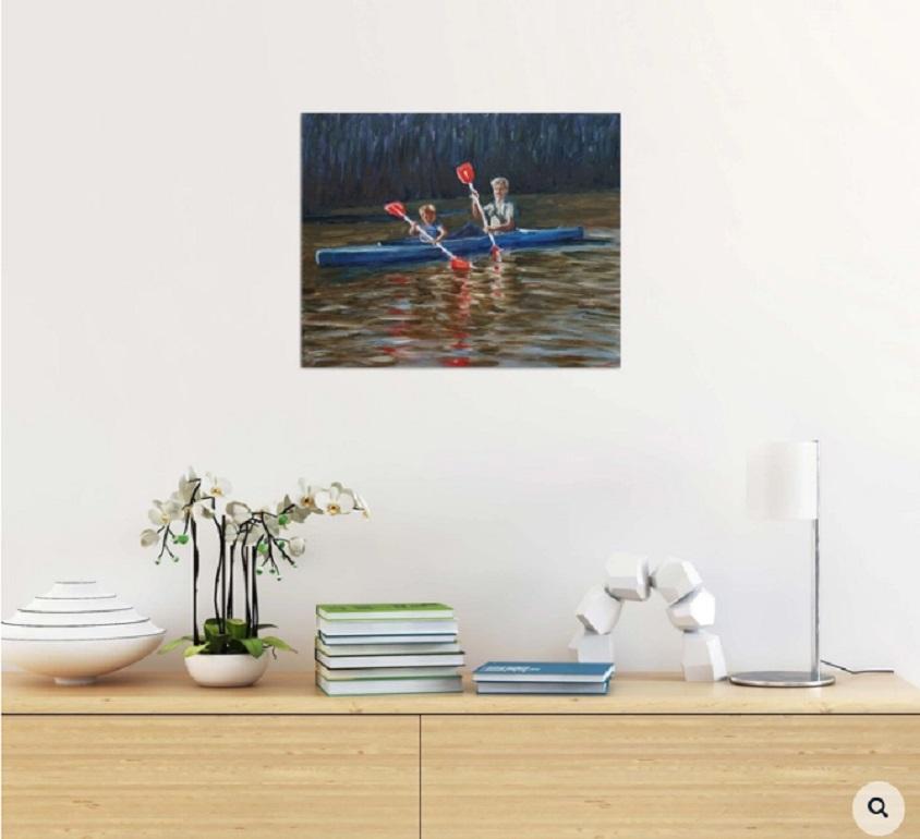 Rowers, Painting, Oil on Canvas For Sale 1
