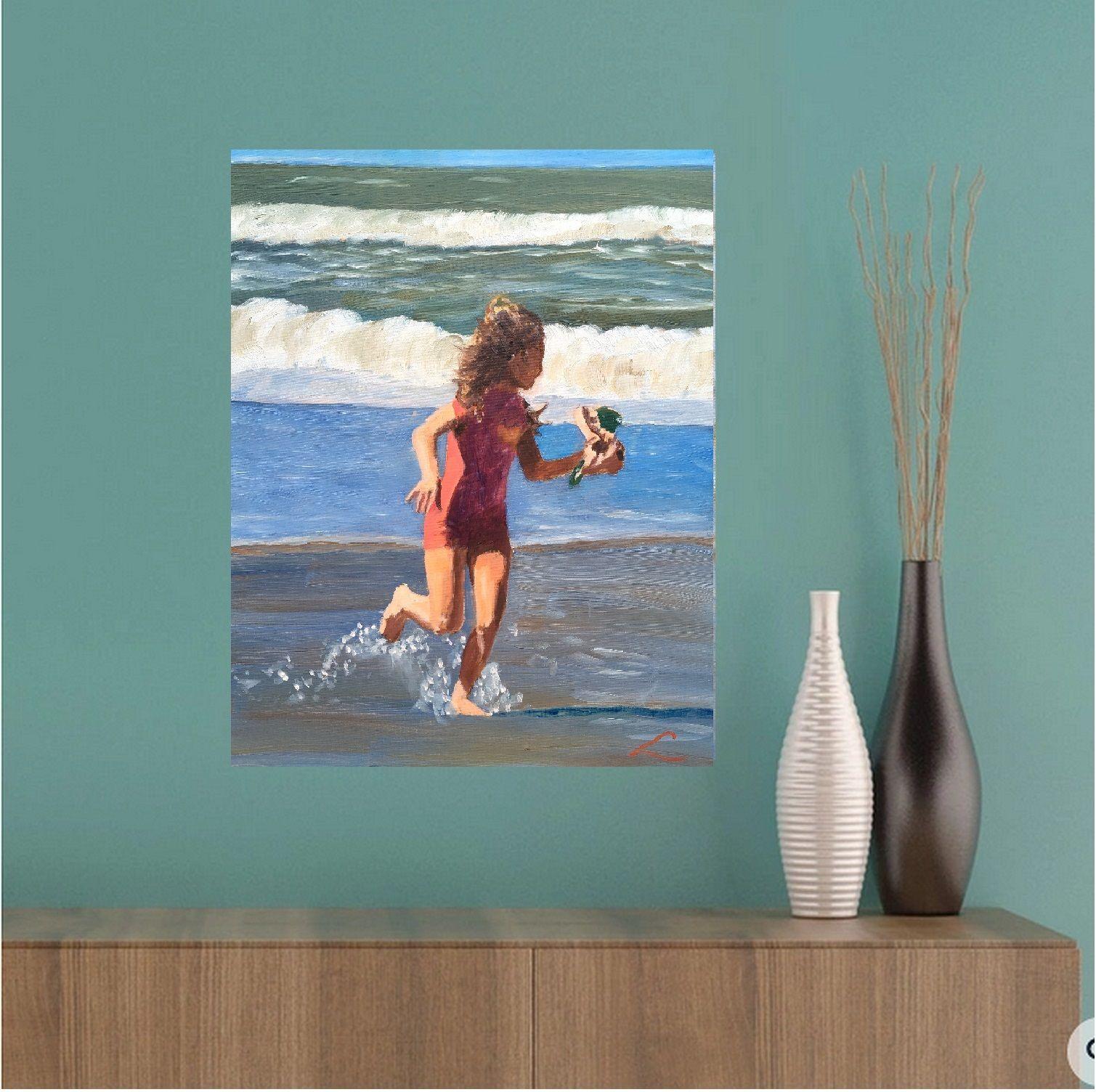 Running from the wave 3, Gemälde, Öl auf Leinwand im Angebot 1