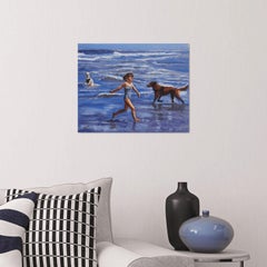 Corsa con i cani bagnati, Pittura, Olio su tela