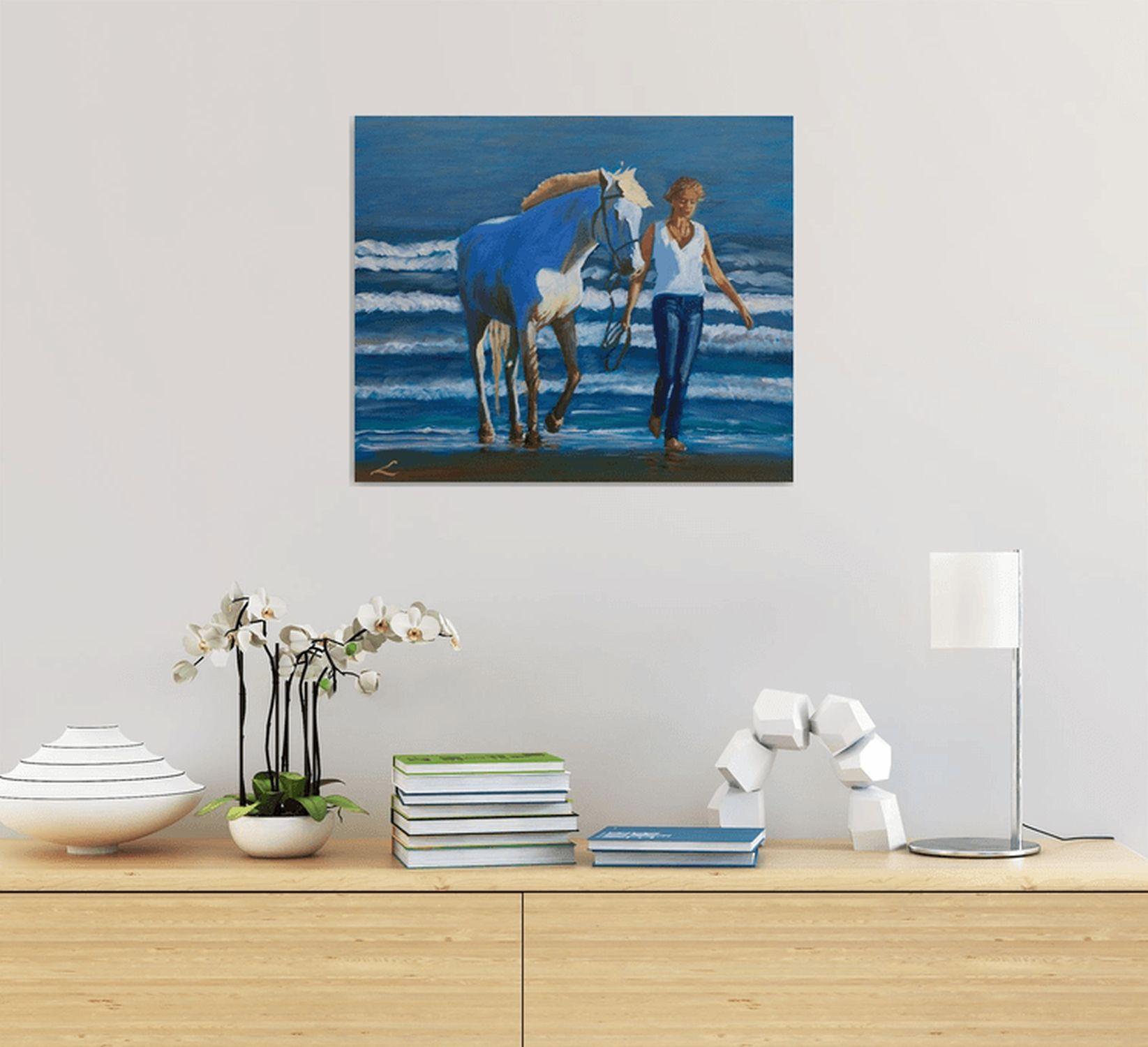 Sea walk 2, Gemälde, Öl auf Leinwand (Impressionismus), Painting, von Elena Sokolova