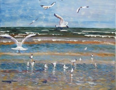 Seagulls, Gemälde, Öl auf Leinwand