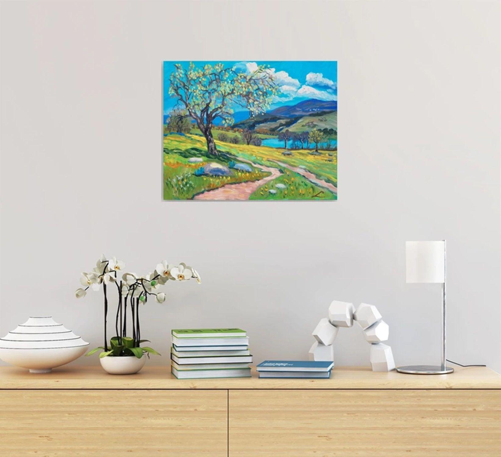 Paysage serein, peinture, huile sur toile - Impressionnisme Painting par Elena Sokolova