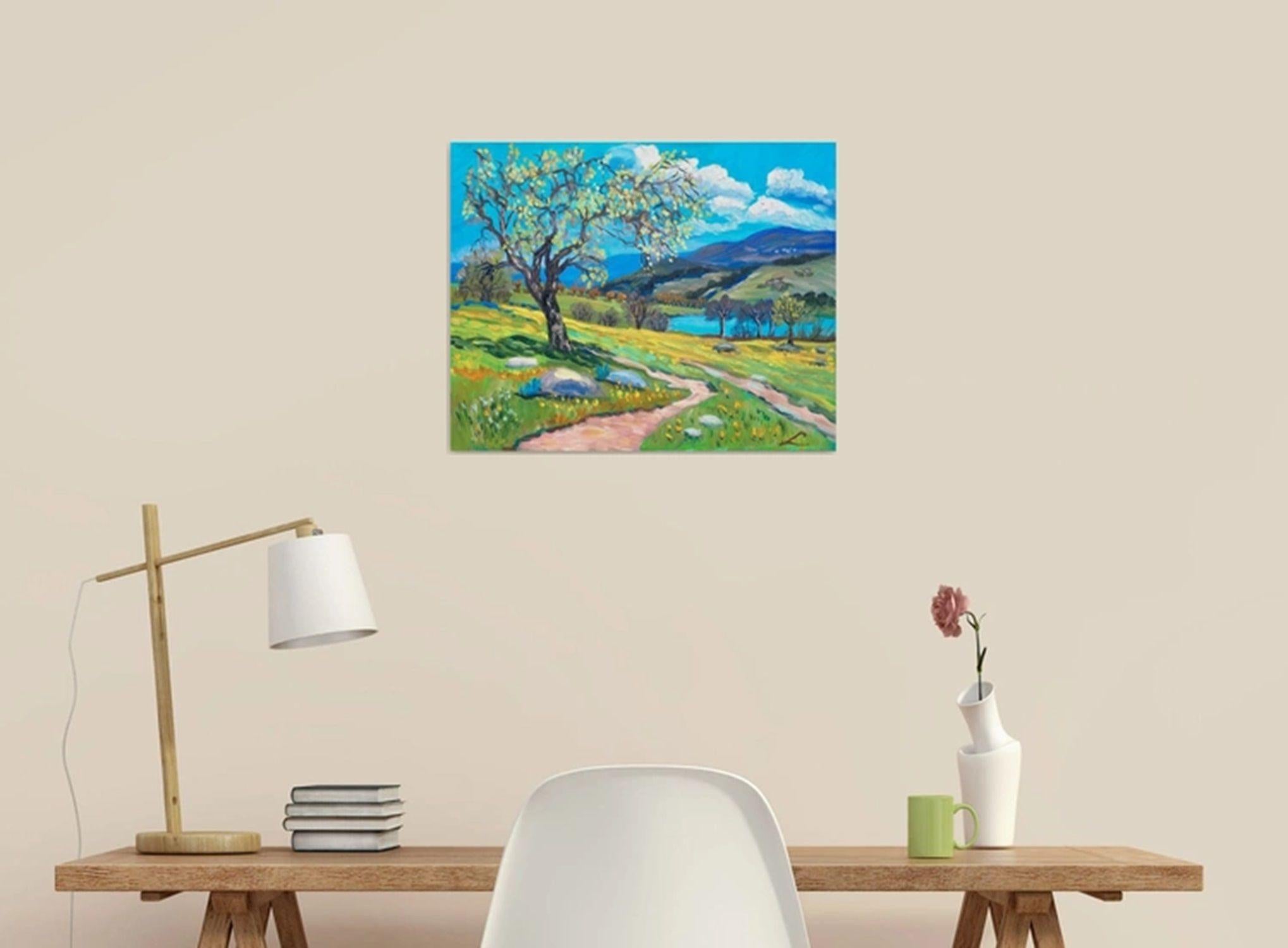Paysage serein, peinture, huile sur toile en vente 1