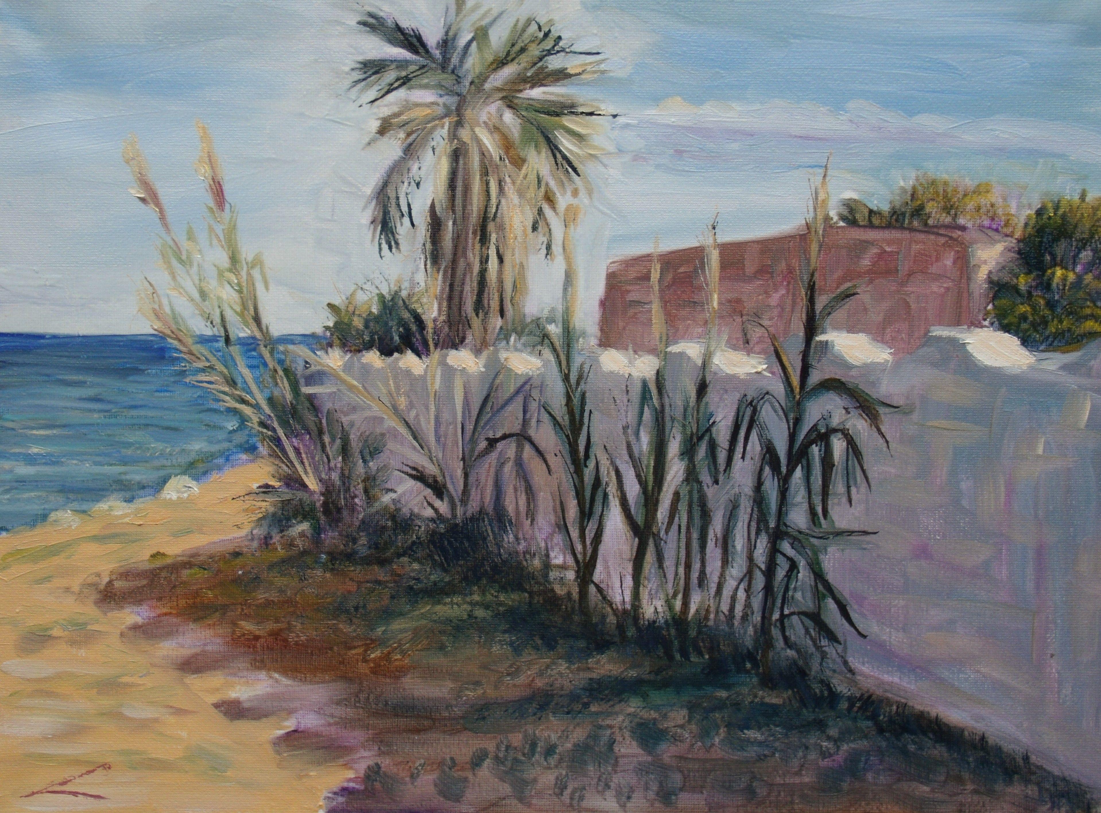 Elena Sokolova Landscape Painting - Sicilial landscape, Painting, Oil on Canvas