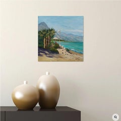 Playa siciliana, pintura, óleo sobre lienzo